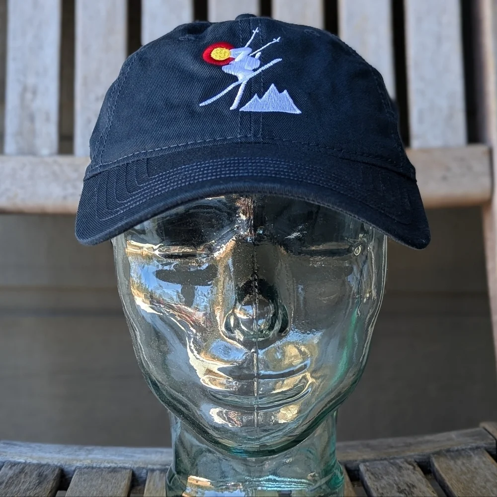 NWOT Ouray Sportswear Mountain Skiing Colorado Head Dad Hat Cap Navy Blue Unisex